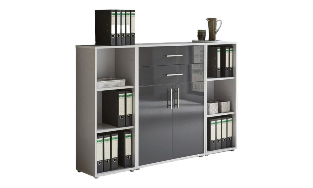 AKTENSCHRANK 172,6/113,6/33 cm  - Anthrazit Hochglanz/Grau, MODERN, Holzwerkstoff (172,6/113,6/33cm) - MID.YOU