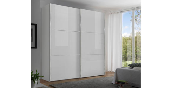 SCHWEBETÜRENSCHRANK 225/222/68 cm 2-türig  - Chromfarben/Weiß, KONVENTIONELL, Glas/Holzwerkstoff (225/222/68cm) - Moderano