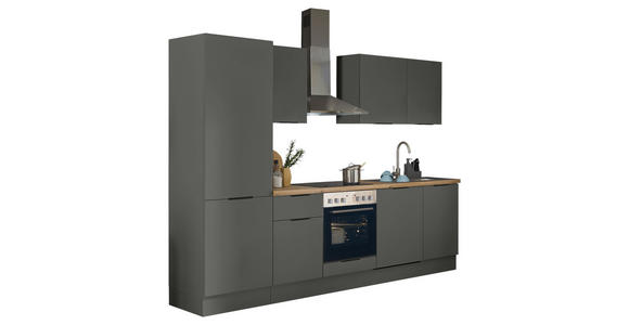 KÜCHENBLOCK in Graphitfarben - Schwarz/Graphitfarben, Basics, Holzwerkstoff/Metall (280/211/60cm) - Xora