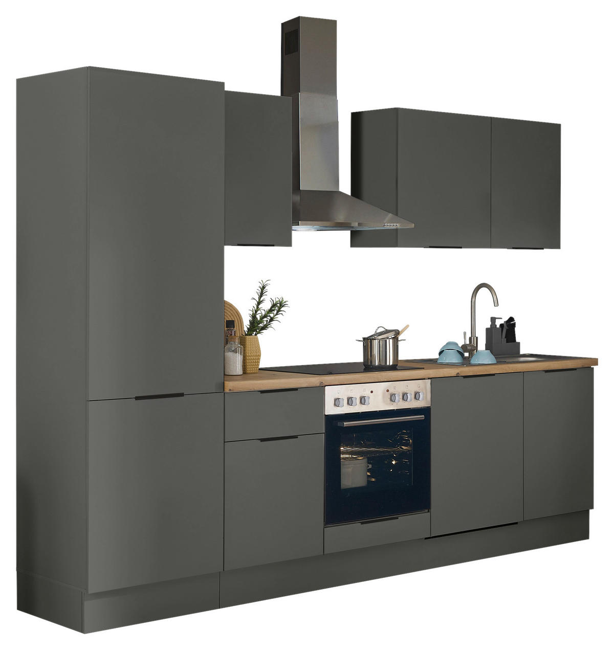 KÜCHENBLOCK   in Graphitfarben  - Schwarz/Graphitfarben, Basics, Holzwerkstoff/Metall (280/211/60cm) - Xora