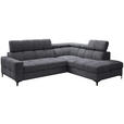 ECKSOFA in Struktur Dunkelgrau  - Dunkelgrau/Schwarz, MODERN, Textil/Metall (254/212cm) - Carryhome