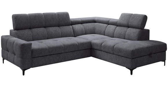 ECKSOFA in Struktur Dunkelgrau  - Dunkelgrau/Schwarz, MODERN, Textil/Metall (254/212cm) - Carryhome