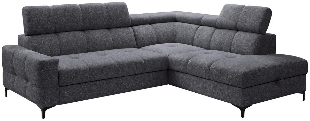 ECKSOFA Dunkelgrau Struktur  - Dunkelgrau/Schwarz, MODERN, Textil/Metall (254/212cm) - Carryhome