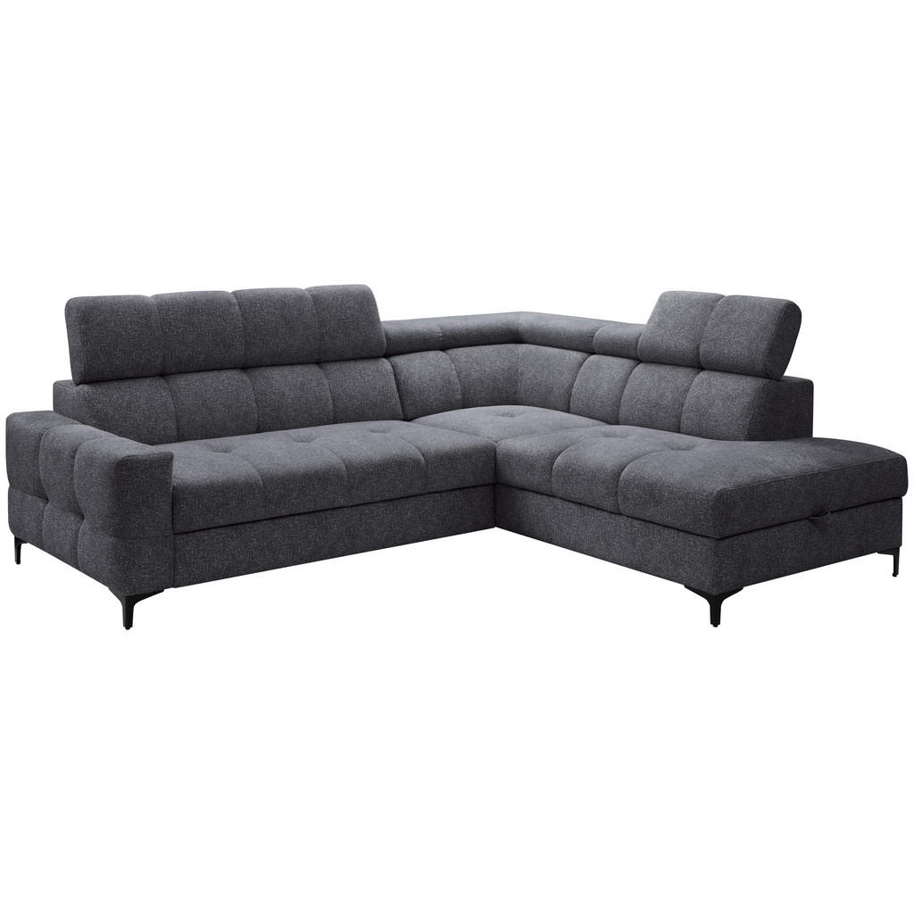 Thumbnail - Carryhome Ecksofa, Dunkelgrau, Textil, 4-Sitzer, Ottomane rechts, L-Form, 254x212 cm, Liegefunktion, seitenverkehrt erhä...