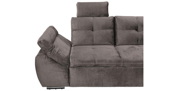 ECKSOFA  in Mikrovelours Graubraun  - Graubraun/Schwarz, KONVENTIONELL, Kunststoff/Textil (275/170cm) - Carryhome