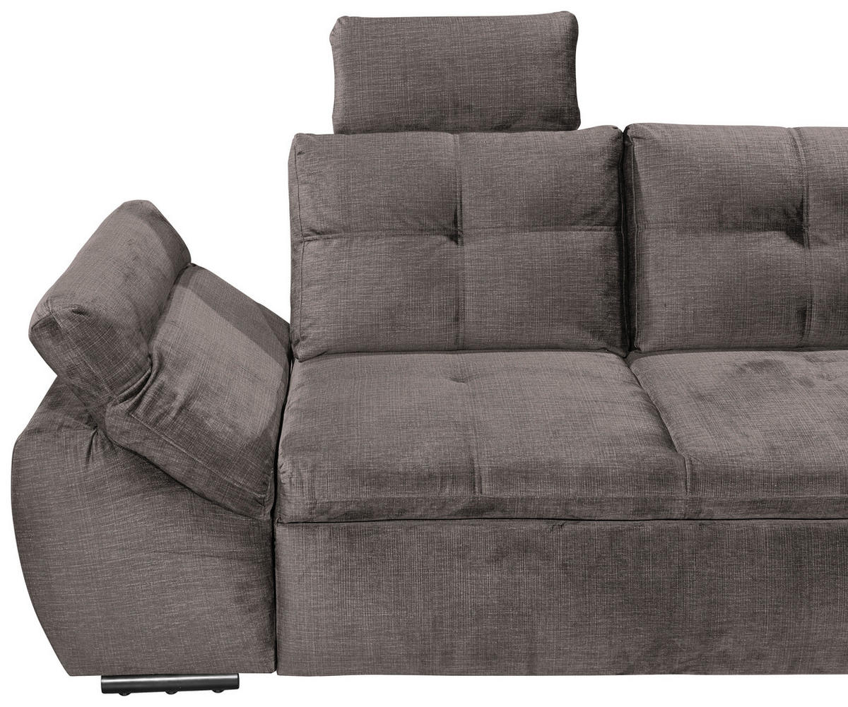 ECKSOFA in Mikrovelours Graubraun  - Graubraun/Schwarz, Konventionell, Kunststoff/Textil (275/170cm) - Carryhome