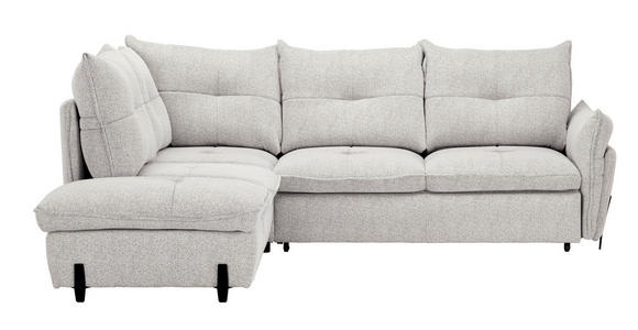 ECKSOFA in Bouclé Creme  - Creme/Schwarz, Design, Textil/Metall (220/250cm) - Xora