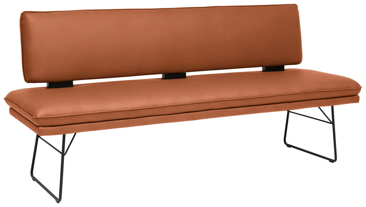 SITZBANK in Metall, Textil Schwarz, Karamell  - Karamell/Schwarz, Design, Textil/Metall (195/91/65cm) - Dieter Knoll