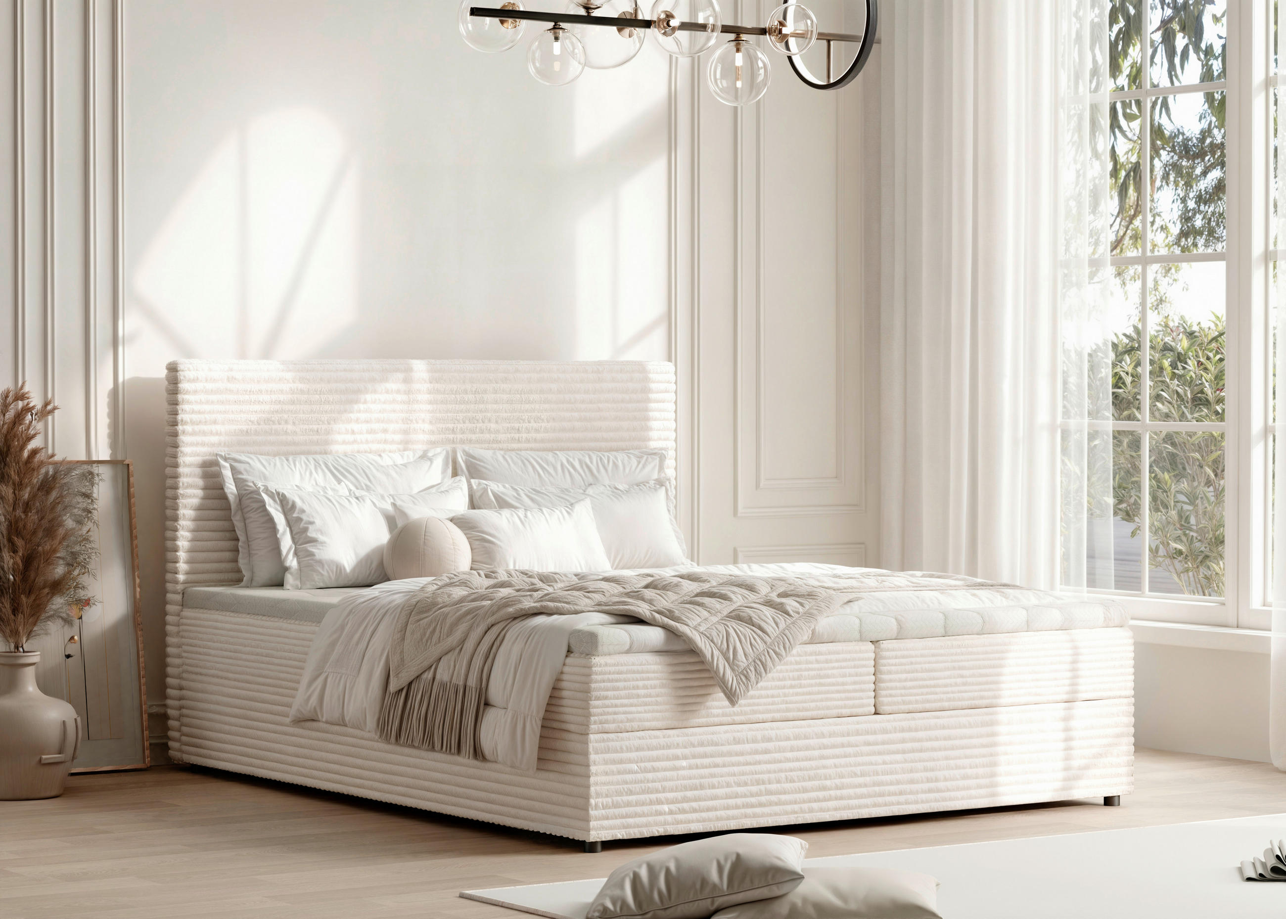 BOXBETT 140/200 cm,  in Naturfarben, Bettkasten, Topper, Matratzen, H3 = fest  - Schwarz/Naturfarben, Trend, Kunststoff/Textil (140/200cm) - Boxxx