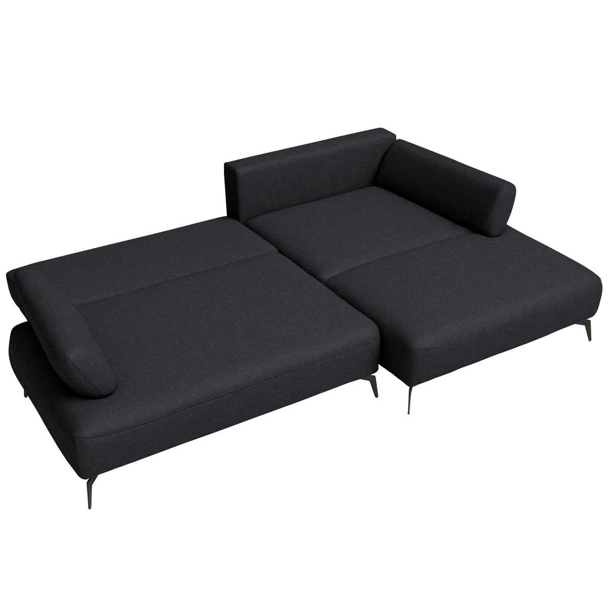ECKSOFA Struktur Anthrazit  - Anthrazit/Schwarz, Design, Textil/Metall (284/186cm) - Lomoco