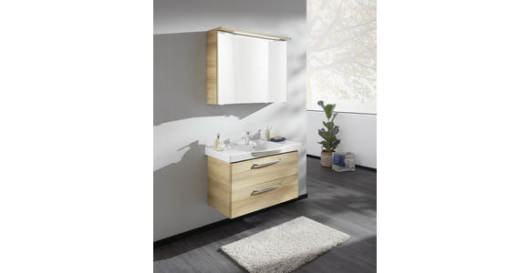 BADEZIMMER 92 cm  - Eichefarben/Weiß, KONVENTIONELL, Keramik/Holzwerkstoff (92cm) - Xora