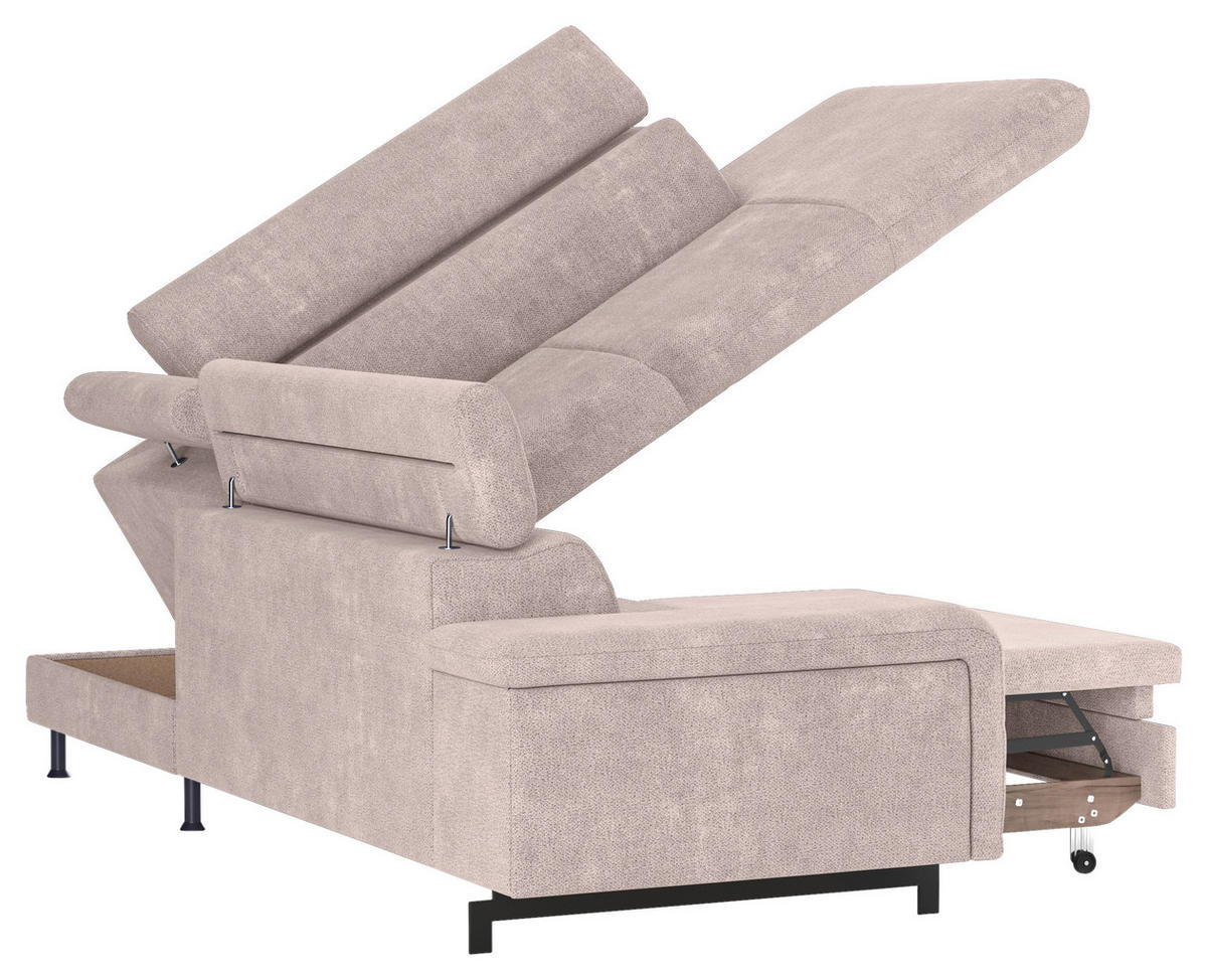 ECKSOFA Creme Chenille  - Creme/Schwarz, Textil/Metall (262/215cm) - MID.YOU