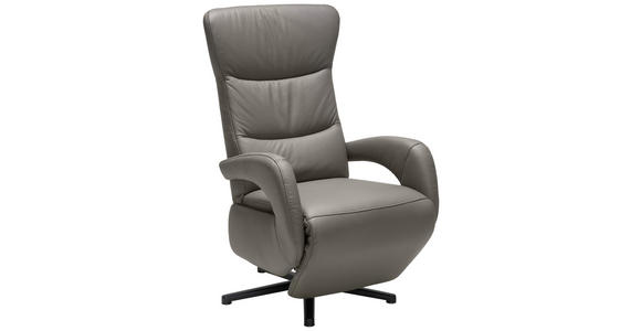 RELAXSESSEL in Leder Grau  - Grau, Design, Leder/Metall (67/108/77cm) - Cantus