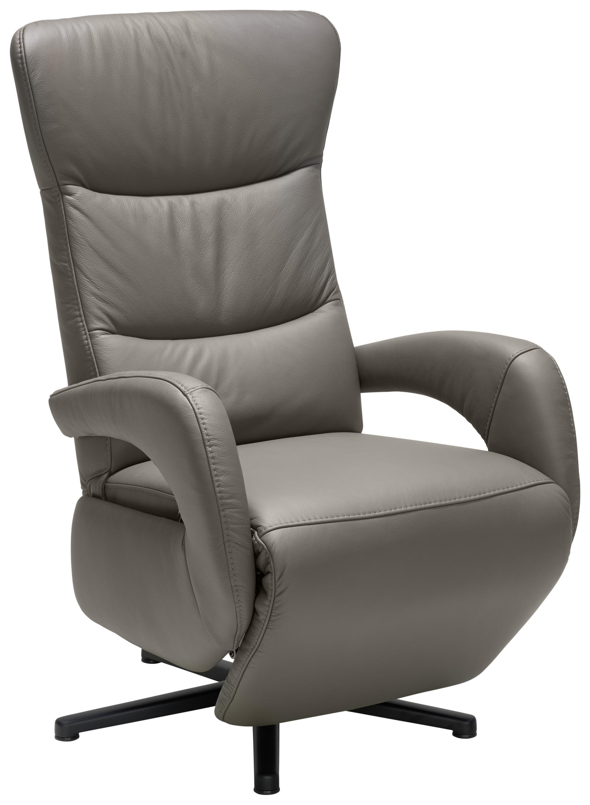 RELAXSESSEL in Leder Grau  - Grau, Design, Leder/Metall (67/108/77cm) - Cantus