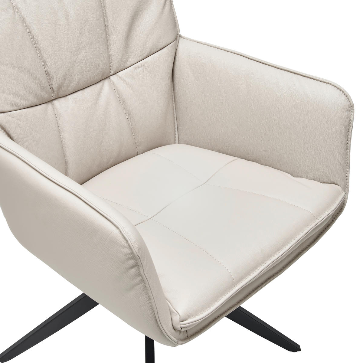 ARMLEHNSTUHL  in Stahl Echtleder pigmentiert  - Beige/Schwarz, Design, Leder/Metall (59/87/64.5cm) - Livetastic