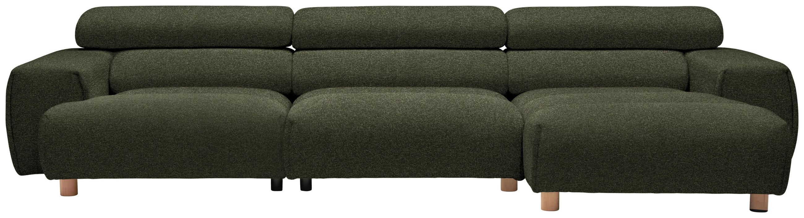 ECKSOFA in Velours Dunkelgrün  329/150 cm  - Dunkelgrün/Buchefarben, Design, Holz/Textil (329/150cm) - Lomoco