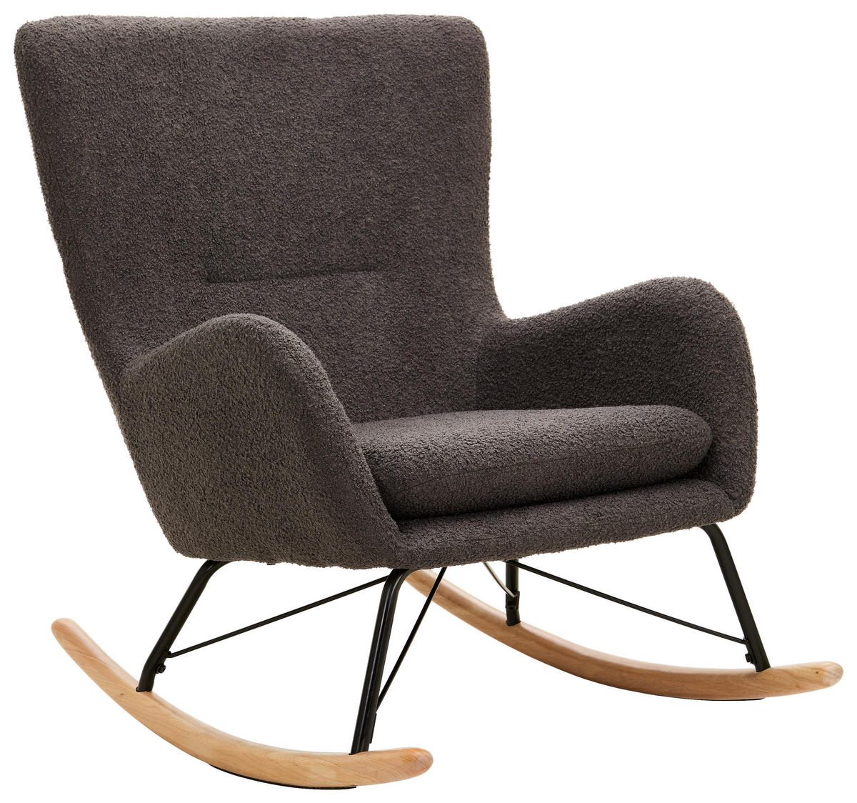 SCHAUKELSTUHL in Teddystoff Grau  - Naturfarben/Grau, LIFESTYLE, Holz/Textil (71/94/91cm) - Novel