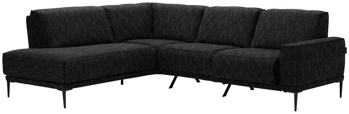 ECKSOFA in Flachgewebe Schwarz  - Schwarz, Design, Textil/Metall (210/260cm) - Johann Jakob