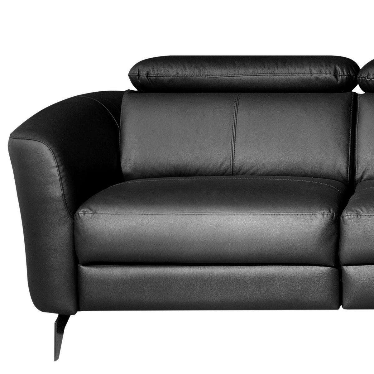 ECKSOFA Schwarz Echtleder Lederlook  - Schwarz, Design, Leder/Textil (261/183cm) - Livetastic
