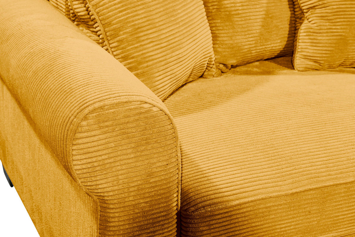 SCHLAFSOFA Cord Gelb  - Gelb/Schwarz, KONVENTIONELL, Kunststoff/Textil (247/95/125cm) - Hom`in