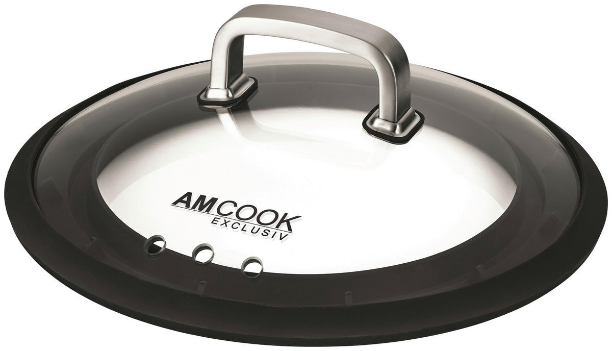 DECKEL GOURMETDECKEL  - Edelstahlfarben/Schwarz, Basics, Glas/Kunststoff (24-28cm) - Am Cook