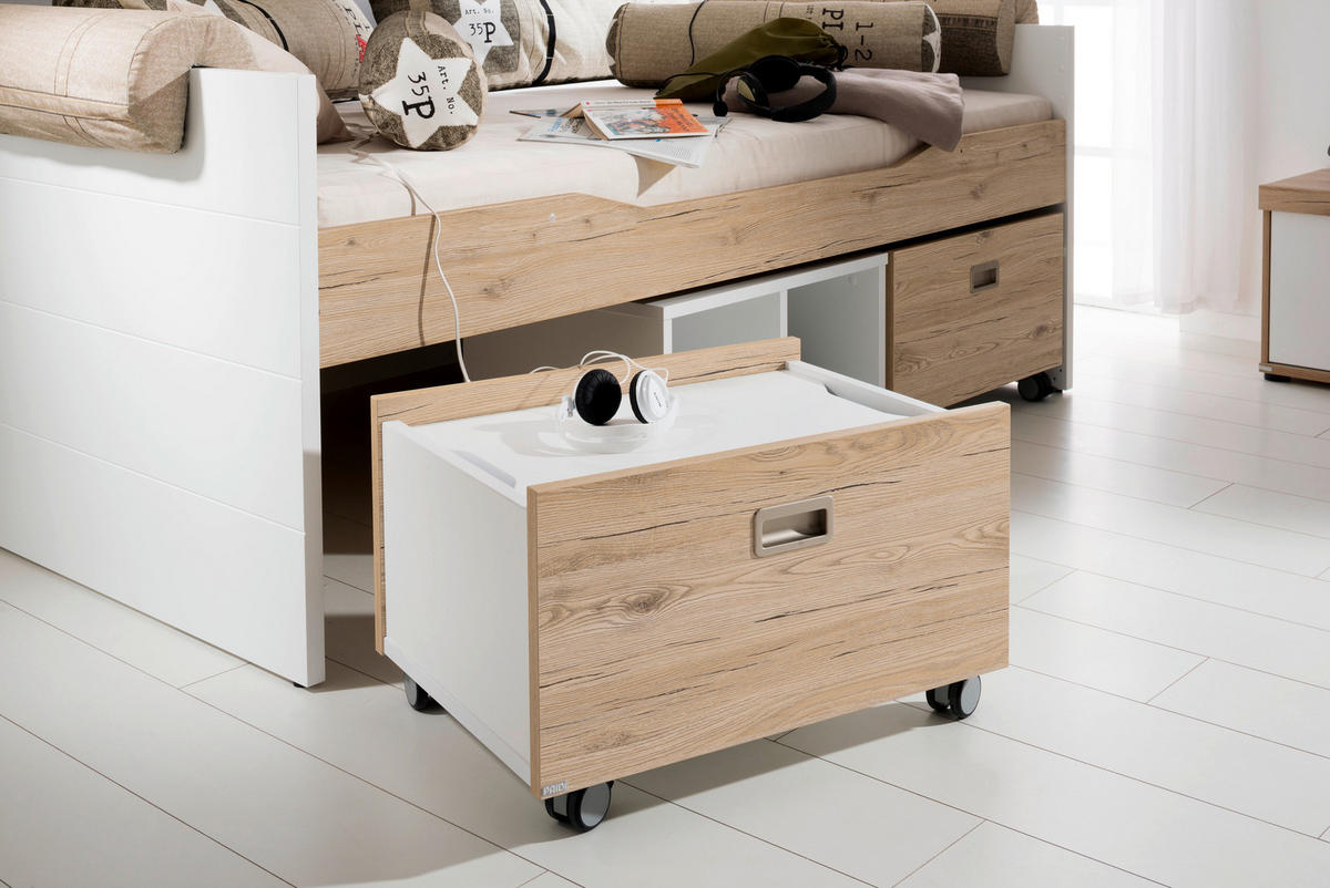 ROLLBOX  - Weiss/Eichefarben, Design, Holzwerkstoff (65,0/40,4/47,0cm) - Paidi