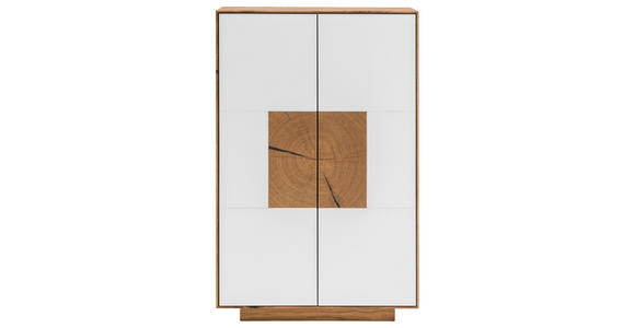 SCHUHSCHRANK  in 72/112/37 cm  - Eichefarben/Weiß, MODERN, Glas/Holz (72/112/37cm) - Linea Natura
