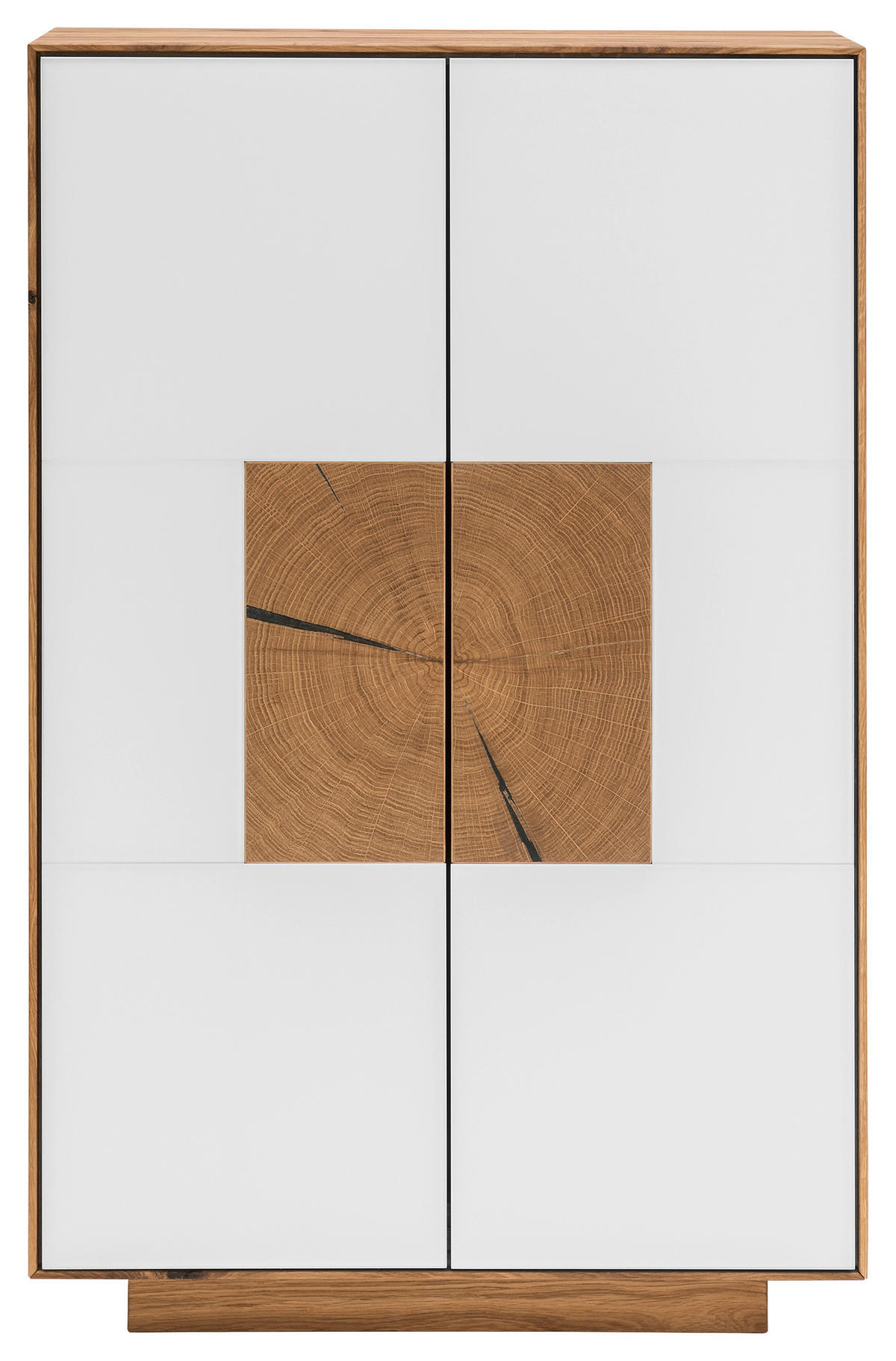 SCHUHSCHRANK Asteiche massiv Weiß, Eichefarben  - Eichefarben/Weiß, MODERN, Glas/Holz (72/112/37cm) - Linea Natura