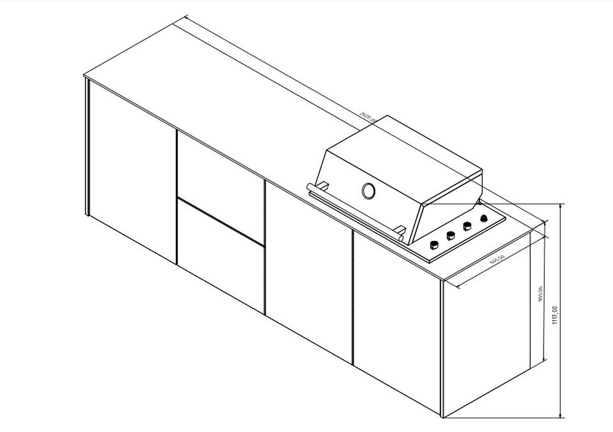 OUTDOORKÜCHE  - Sandfarben/Anthrazit, Basics, Keramik/Metall (262/117-123/78,3cm) - Dieter Knoll