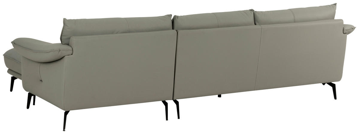 3-SITZER-SOFA inkl. Hocker Lederlook Taupe  - Taupe/Schwarz, Design, Textil/Metall (289/84/92cm) - MID.YOU