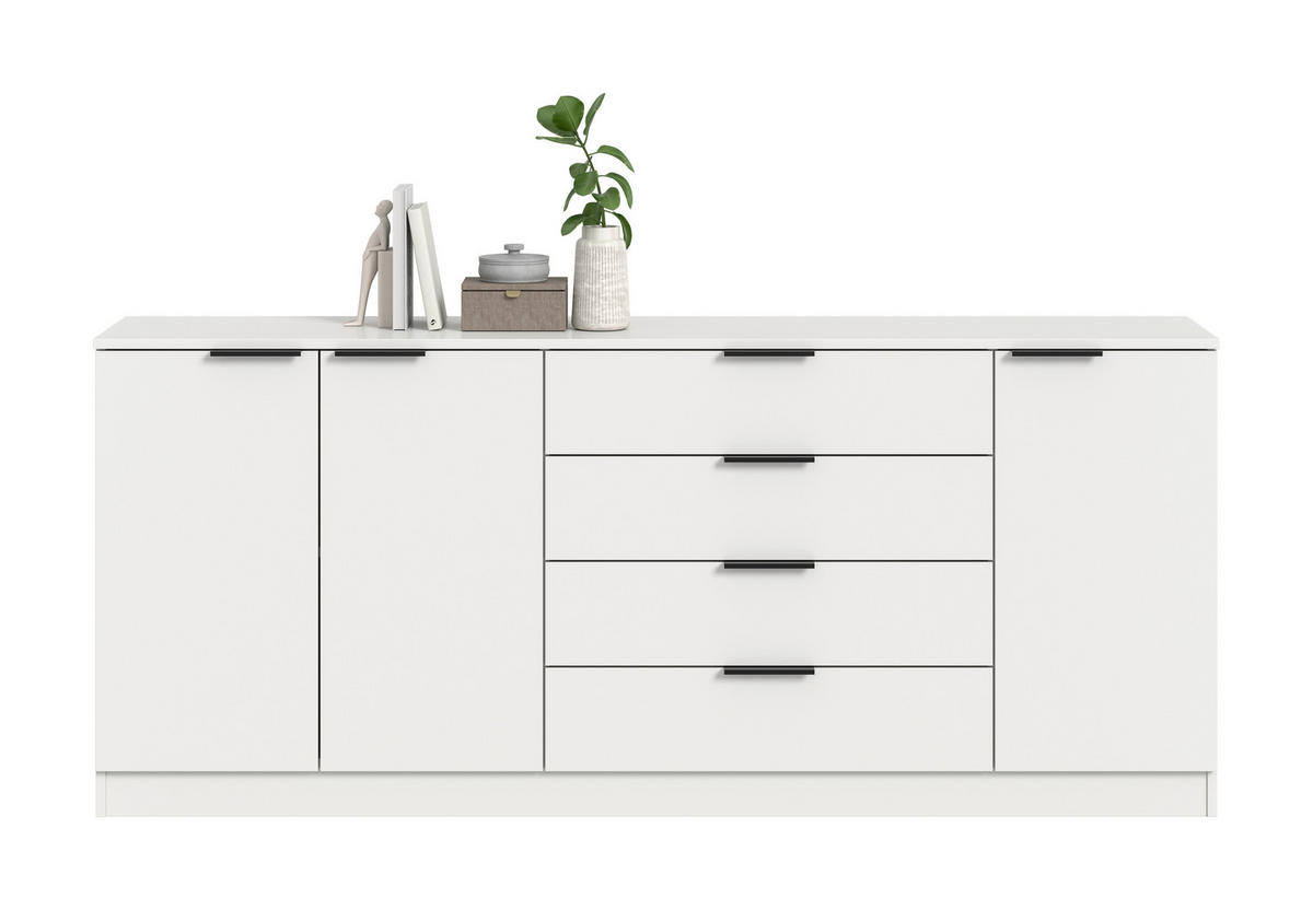 KOMMODE  in 185/80/35 cm  - Schwarz/Weiß, Design, Holzwerkstoff/Kunststoff (185/80/35cm) - Livetastic