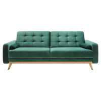 SCHLAFSOFA in Velours Türkis, Grün  - Türkis/Eichefarben, Design, Holz/Textil (224/87/89cm) - Stylife
