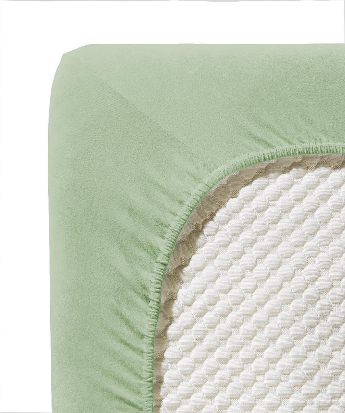 SPANNBETTTUCH Jenny C Single-Jersey  - Grün, Basics, Textil (100/200cm) - Fleuresse