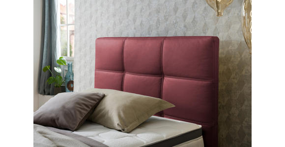 BOXSPRINGBETT 120/200 cm  in Bordeaux  - Chromfarben/Bordeaux, KONVENTIONELL, Leder/Textil (120/200cm) - Novel