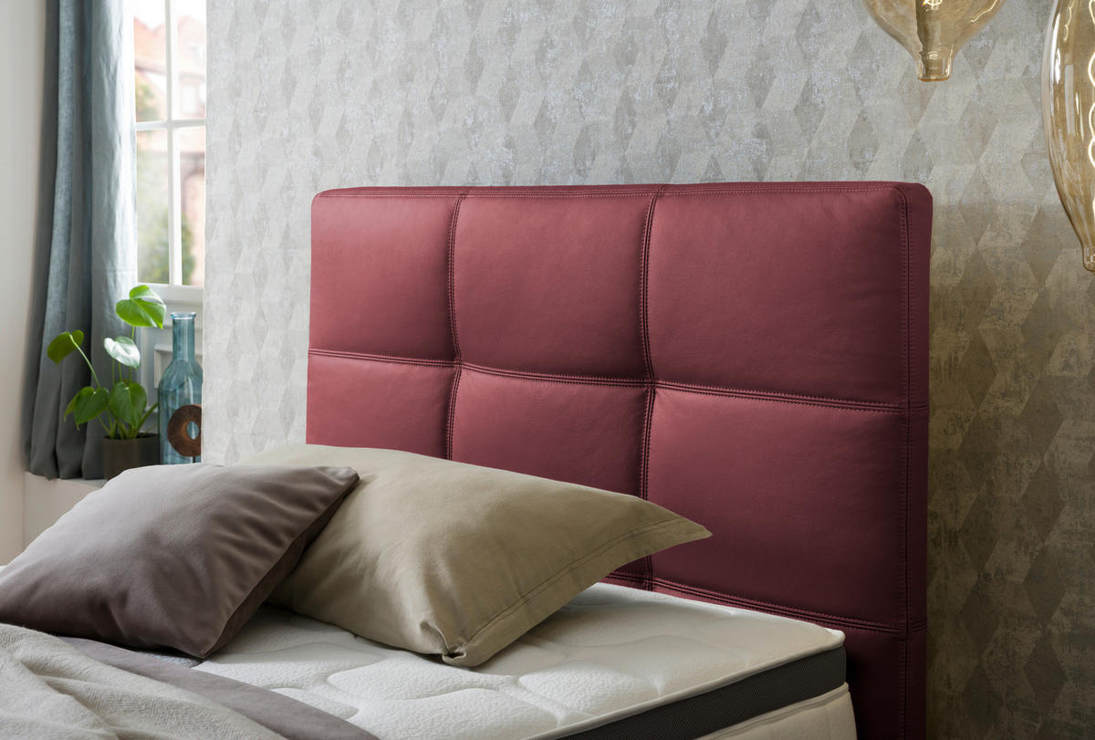 BOXSPRINGBETT 120/200 cm  in Bordeaux  - Chromfarben/Bordeaux, Konventionell, Leder/Textil (120/200cm) - Novel