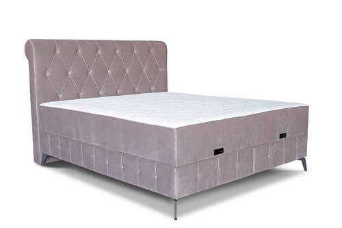 Pat boxspring 160x200 cm  bej  - bej/negru, Modern, lemn/metal (160/200cm) - Ti'me