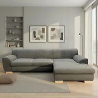 ECKSCHLAFSOFA NIKA Grau Webstoff  - Silberfarben/Grau, Basics, Holz/Textil (277/156cm) - MID.YOU