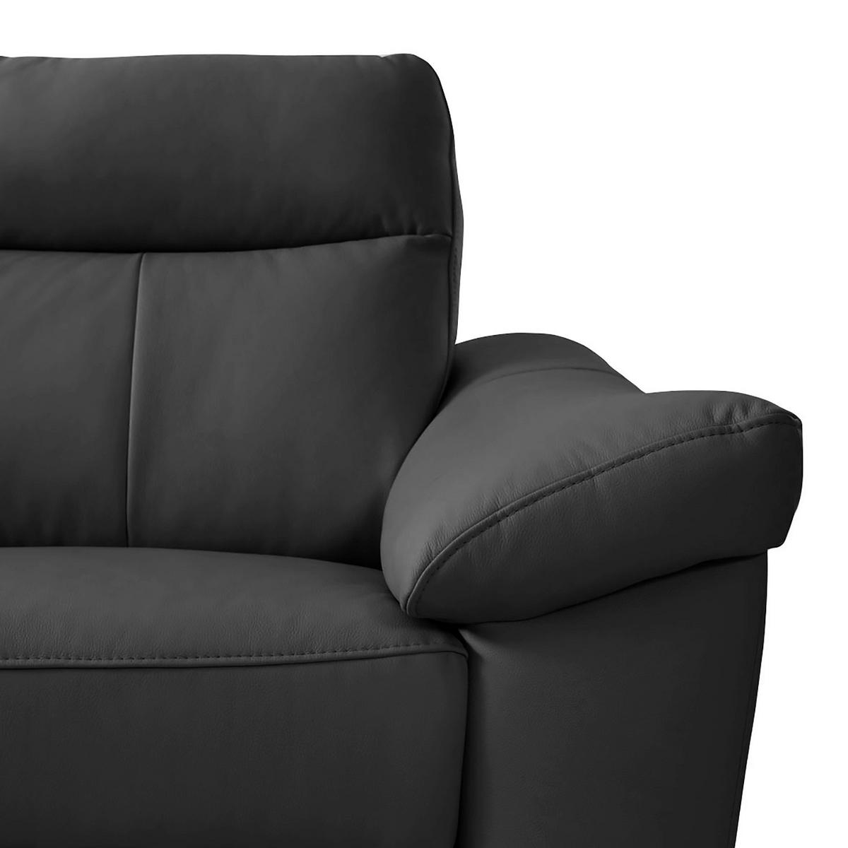 ECKSOFA Schwarz Echtleder Lederlook  - Chromfarben/Schwarz, Design, Leder/Textil (194/242cm) - Livetastic