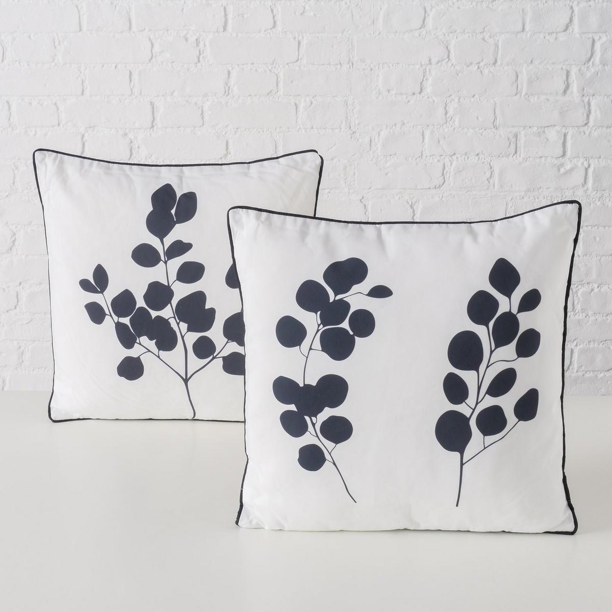 ZIERKISSEN  45/45 cm   - Schwarz/Weiß, Basics, Textil (45/45cm)