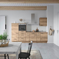 KÜCHENBLOCK 300 cm   in Eiche dunkel  - Eiche dunkel/Eichefarben, MODERN, Holzwerkstoff/Metall (300cm) - Nobilia