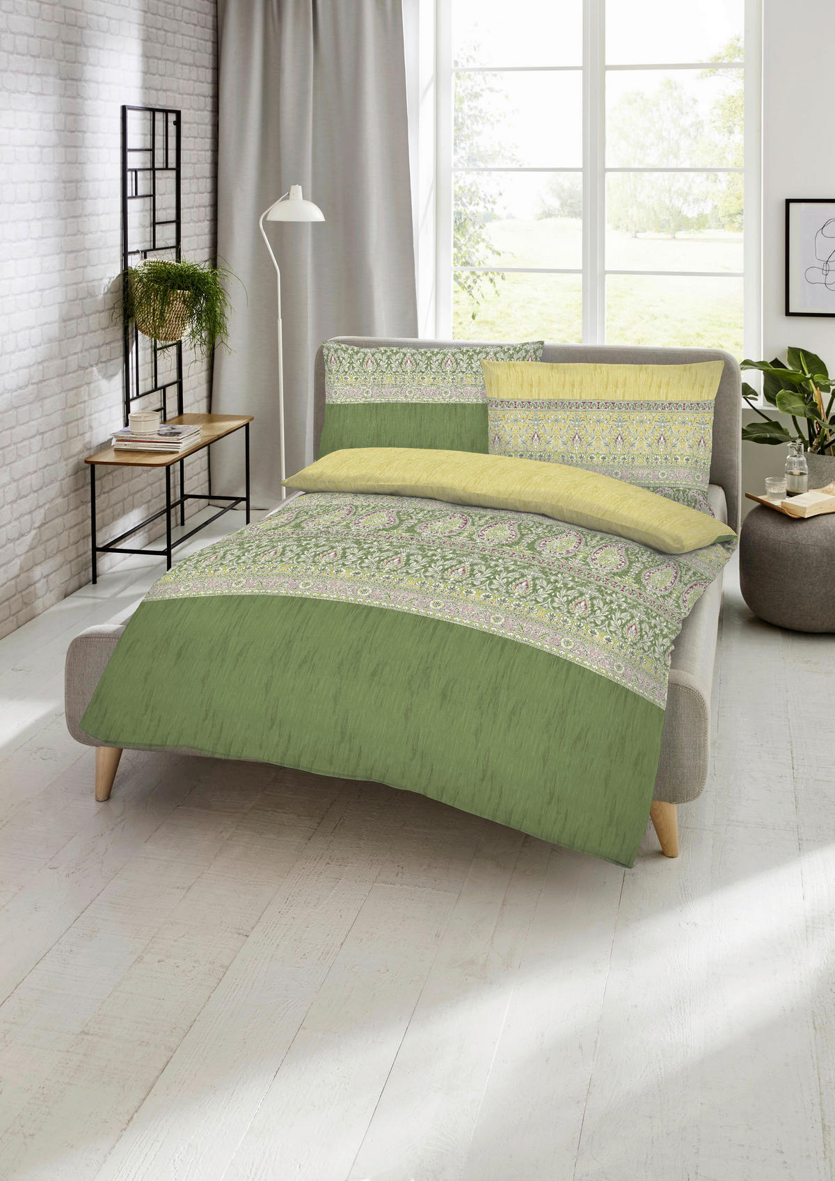 BETTWÄSCHE Primavera Makosatin 140/200 cm  - Olivgrün, Design, Textil (140/200cm) - Kaeppel