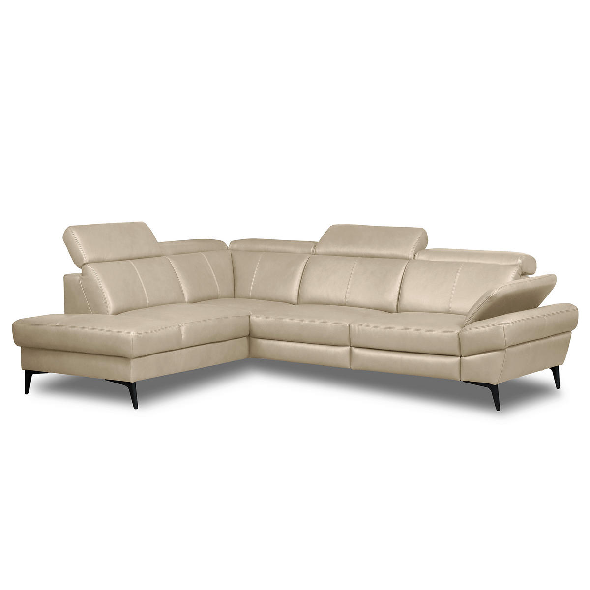 ECKSOFA  in Lederlook Echtleder Grau  211/264 cm  - Schwarz/Grau, Design, Leder/Textil (211/264cm) - Livetastic