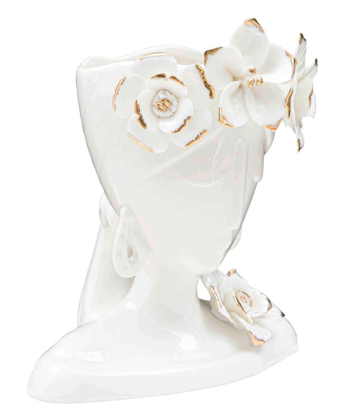 Vase Woman Young  - Goldfarben/Weiß, Basics, Keramik (21,7/21/14cm)