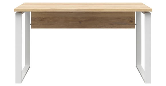 SCHREIBTISCH 138/80/78 cm Weiß, Eichefarben  - Eichefarben/Weiß, KONVENTIONELL, Holzwerkstoff/Metall (138/80/78cm) - Carryhome