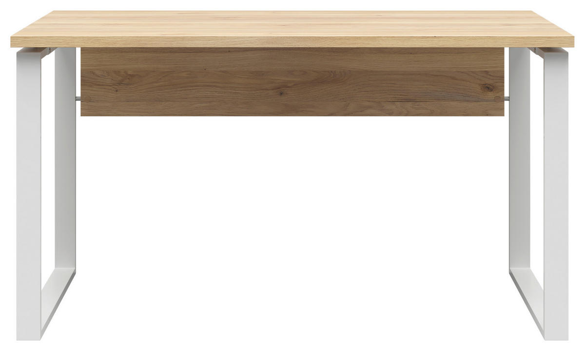 SCHREIBTISCH 138/80/78 cm Weiß, Eichefarben  - Eichefarben/Weiß, KONVENTIONELL, Holzwerkstoff/Metall (138/80/78cm) - Carryhome