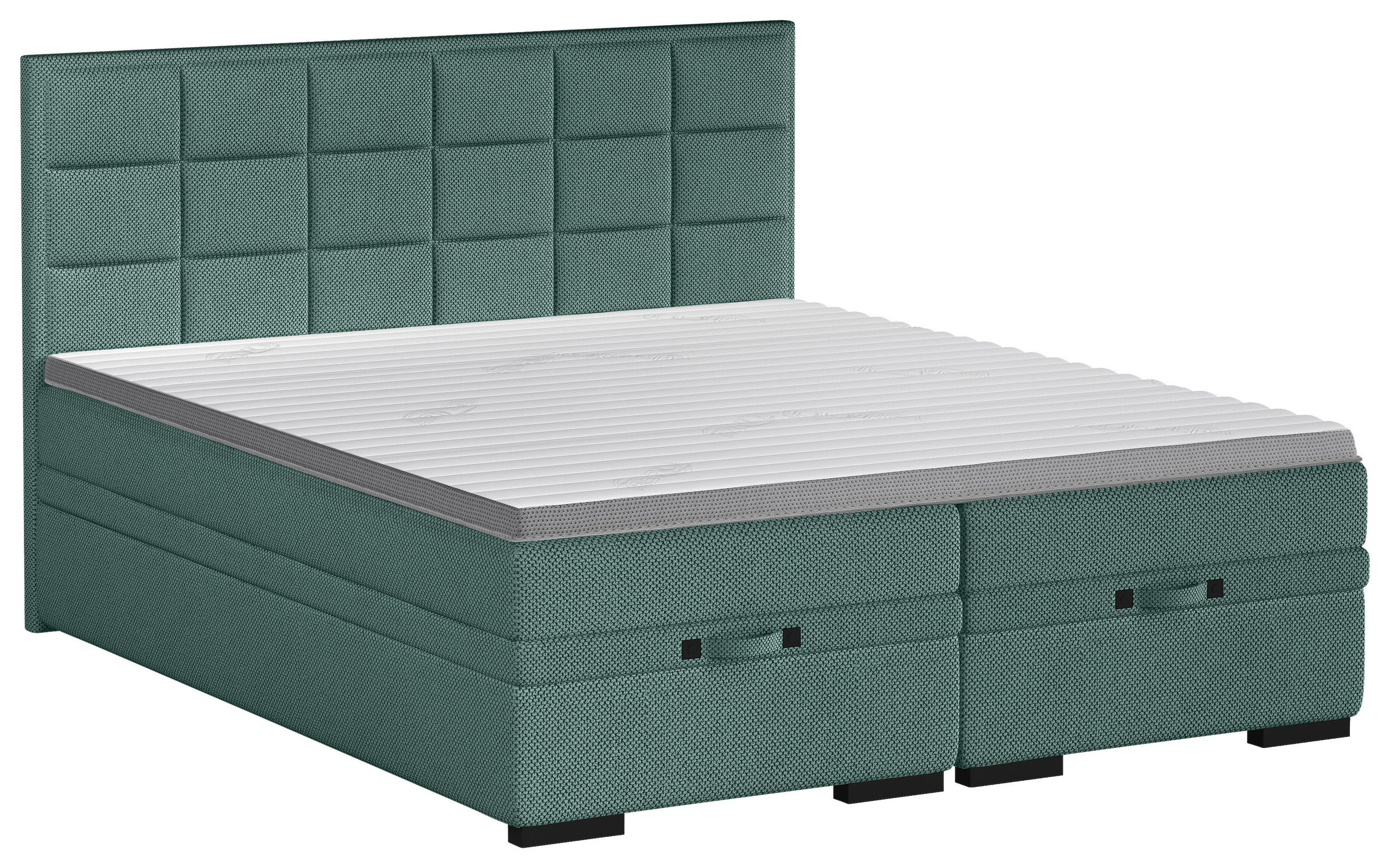 BOXSPRINGBETT 180/200 cm  in Dunkelgrün  - Dunkelgrün/Schwarz, Konventionell, Kunststoff/Textil (180/200cm) - home24