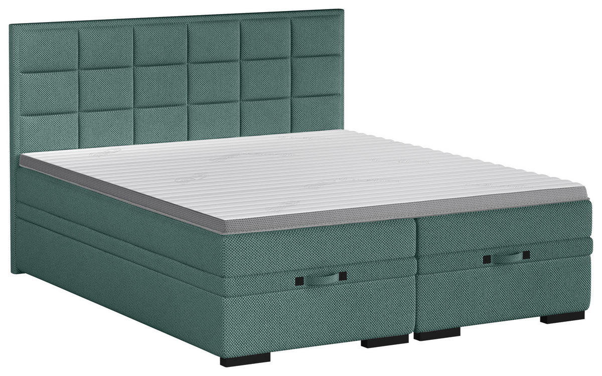 BOXSPRINGBETT 160/200 cm  in Dunkelgrün  - Dunkelgrün/Schwarz, Konventionell, Kunststoff/Textil (160/200cm) - home24
