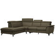 ECKSOFA in Echtleder Olivgrün  - Schwarz/Olivgrün, Design, Leder/Metall (239/289cm) - Cantus