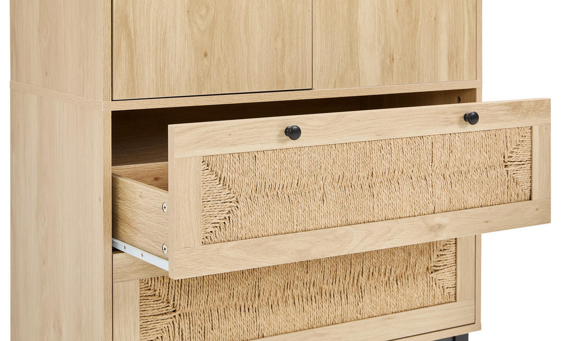 GARDEROBENSCHRANK  in 80/190/39 cm  - Schwarz/Naturfarben, Natur, Holz/Papier (80/190/39cm) - MID.YOU