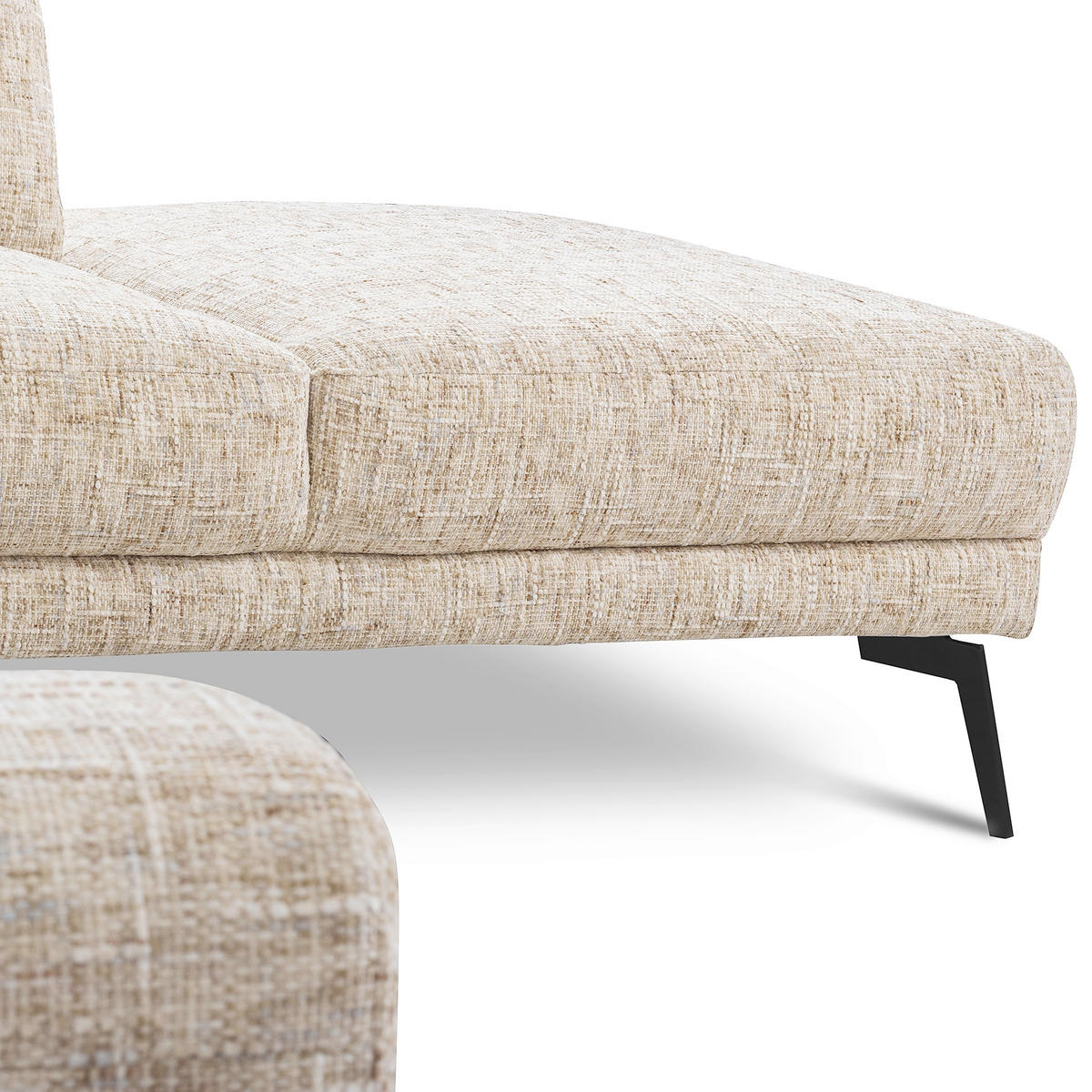 ECKSOFA SPRING Beige Webstoff Zierkissen  - Beige/Schwarz, Design, Textil/Metall (273/250cm) - Livetastic
